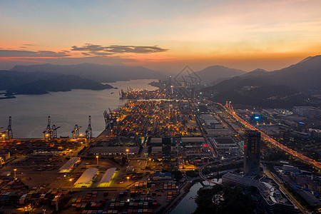 深圳俯拍深圳盐田港港口货轮航拍背景