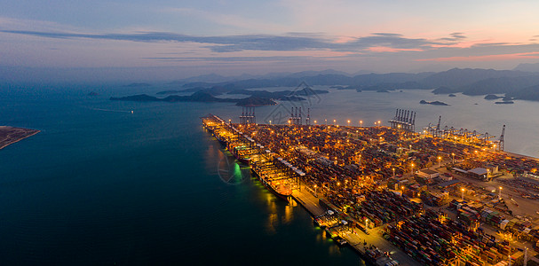 深圳盐田港港口货轮航拍背景