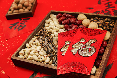 红枣银耳喜庆新年年货静物背景
