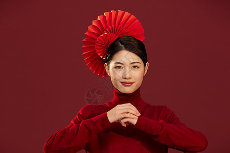 新年春节中国风美女拜年图片