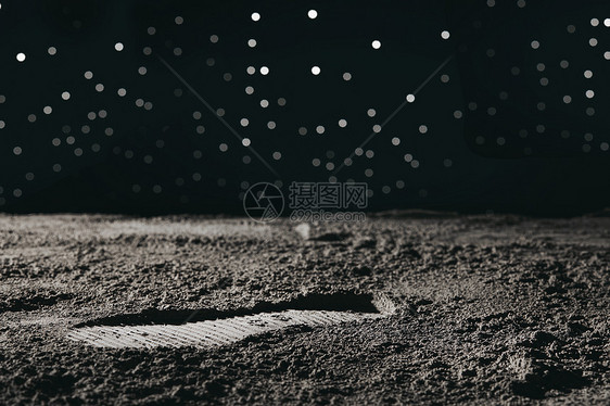 太空登月脚印微距图片
