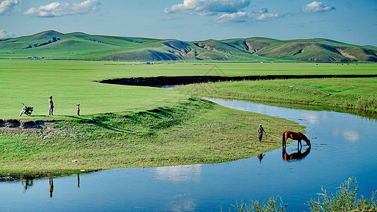 呼伦贝尔大草原莫日格勒河高清图片