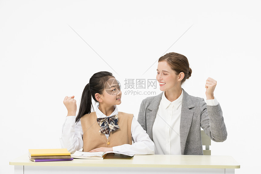 英语外教辅导女学生图片