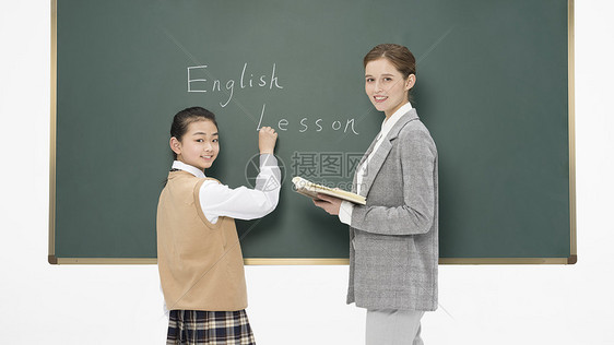 英语外教辅导女学生图片