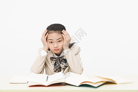 遇到难题的小女孩女学生图片