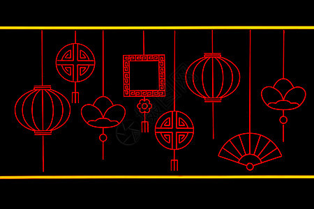 春节传统纹饰灯光图片