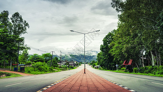 卡通森林旅行道路公路马路背景