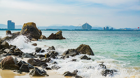 大海礁石海南三亚蜈支洲岛风光背景