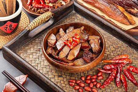 横版拍摄中国风炒腊肉背景图片