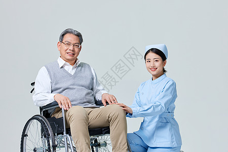 行动不便的老人与护士形象背景图片