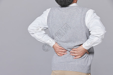 亚洲男人老年男性病症腰疼背景