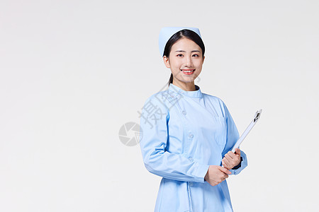 医疗护理抱着文件夹的护士背景