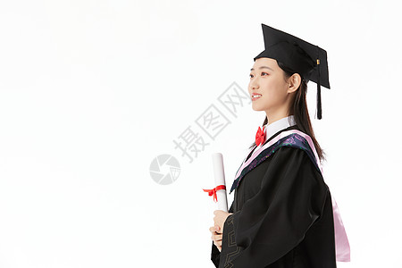 穿学士服的女大学毕业生图片
