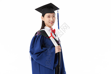 手拿毕业证书的女硕士毕业生图片