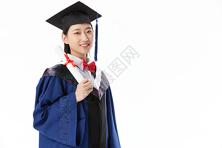 手拿毕业证书的女硕士毕业生图片素材
