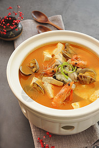 海鲜豆腐煲   美食摄影图片