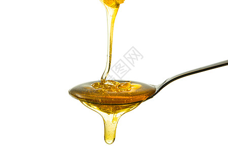 有机产品蜂蜜从勺子上滴下背景