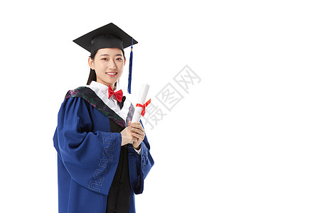 蓝色毕业证书拿毕业证书的硕士毕业生背景