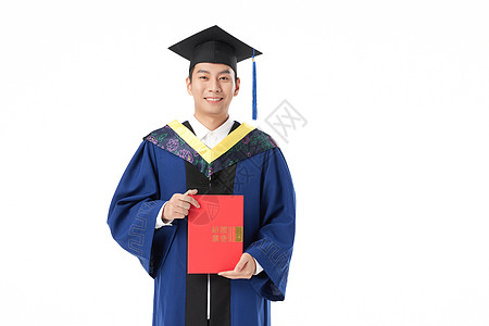 穿硕士服的硕士研究生手拿结业证书图片素材