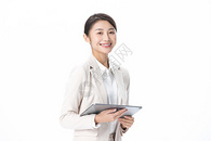 青年商务女性拿平板电脑图片