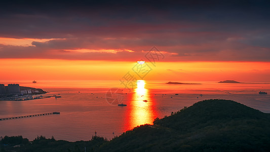 三亚鹿回头风景区海南三亚鹿回头景区夕阳落日背景