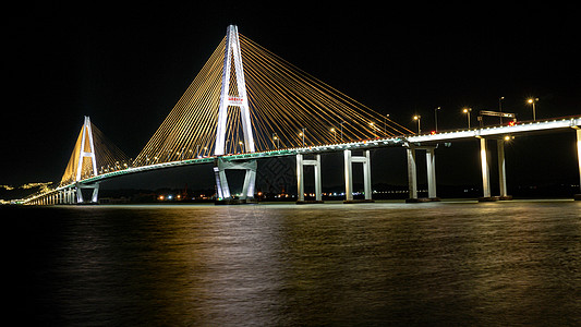 桥梁夜景广东汕头西堤公园礐石大桥夜景背景