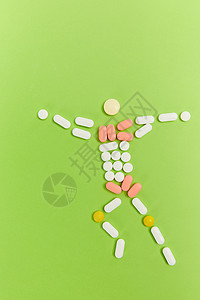 创意医疗药品奔跑小人图形背景图片