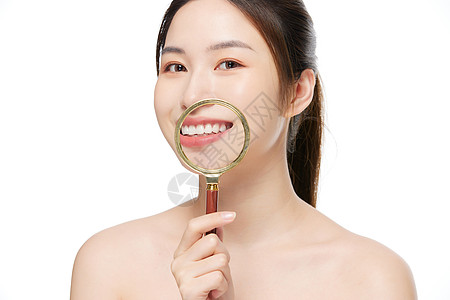 美容模特美女口腔健康牙齿护理展示背景