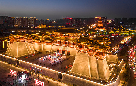 洛阳夜景洛阳应天门景区航拍背景