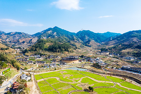 华安大地土楼群高清图片