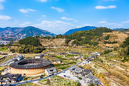 华安大地土楼群高清图片