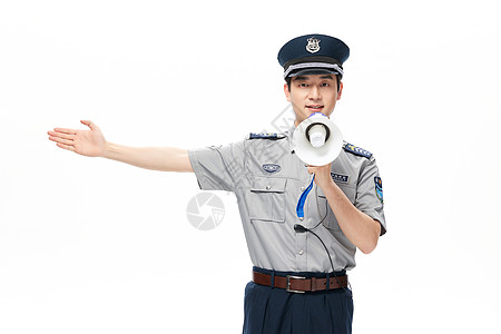 保安使用喇叭宣传喊话图片