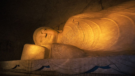 新昌大佛寺浙江新昌天台宗大佛寺亚洲最大的卧佛背景