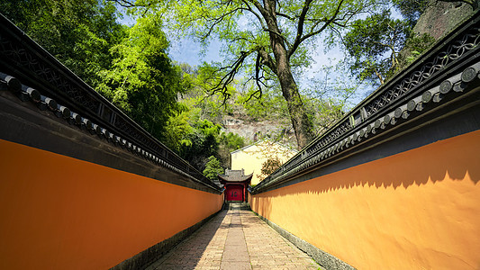 浙江新昌天台宗大佛寺宗教长廊背景图片