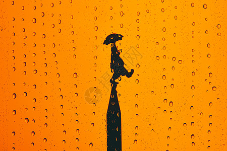雨中伞愚人节小丑节日背景-雨中撑伞的小丑背景