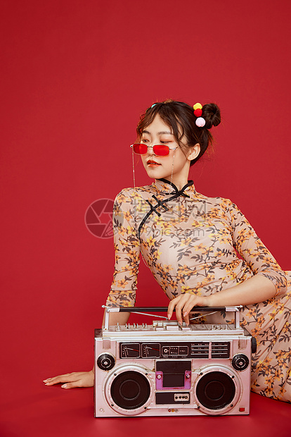 国潮中国风复古旗袍美女