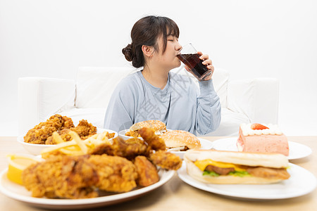 肥胖的女人肥胖女性和美食背景