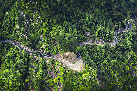 浙江南部景宁山区山路航拍图片