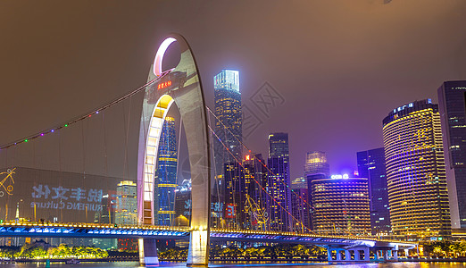 猎德大桥夜景广州珠江新城夜景航拍背景