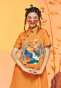 中国风国潮美女背景图片