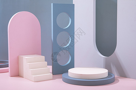 粉色色块莫兰蒂色系二维礼品台高清图背景
