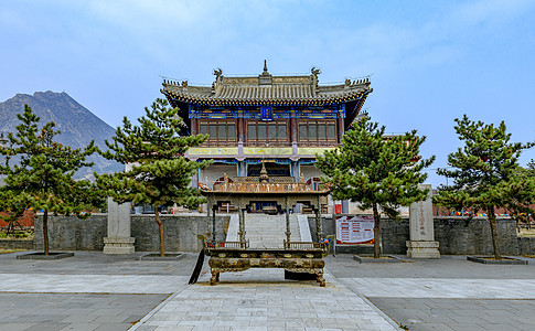 缘字logo呼和浩特乌素图庆缘寺春季外景背景