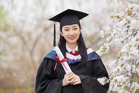 毕业季樱花清纯可爱少女背景图片