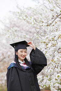 学生学习毕业季樱花清纯可爱少女背景