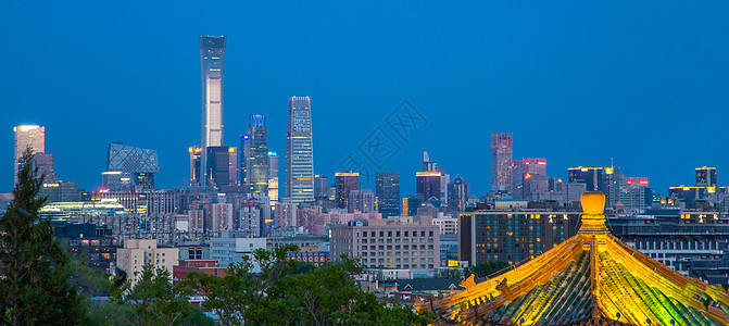 大气北京地标中国尊国贸cbd夜景背景图片