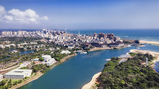 海滨小镇航拍海南琼海著名旅游地博鳌小镇背景