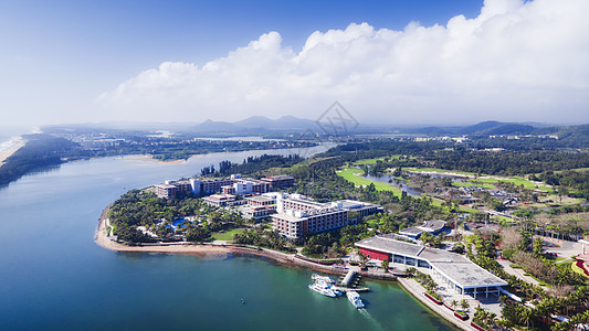 航拍海南博鳌亚洲永久论坛会议会址背景