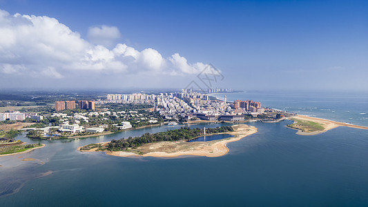 航拍城市航拍海南琼海著名旅游地博鳌小镇背景