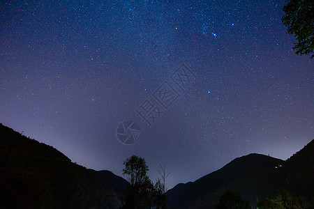 夜空下星空下的车水马龙背景