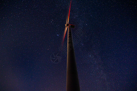 星空下的大风车（风力发电站）背景